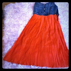 Cute half jeans half sheer dress